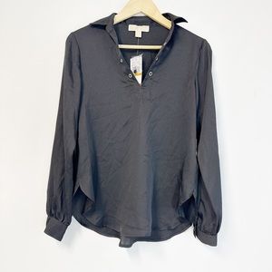 Michael Kors Lace Up Chain-Neck Blouse Top In Black Size S